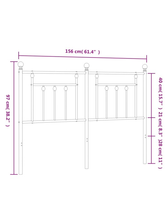 Metallist voodipeats, valge, 150 cm