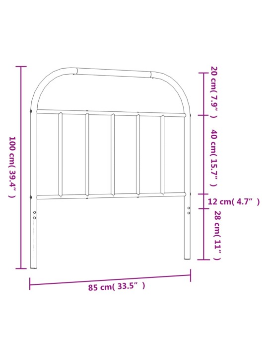 Metallist voodipeats, must, 80 cm