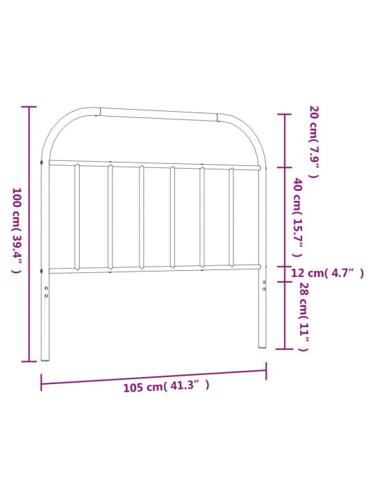 Metallist voodipeats, must, 100 cm