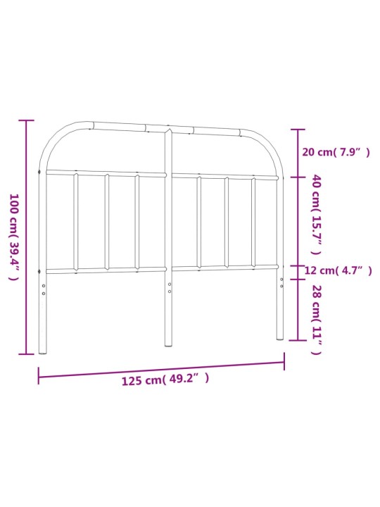 Metallist voodipeats, must, 120 cm