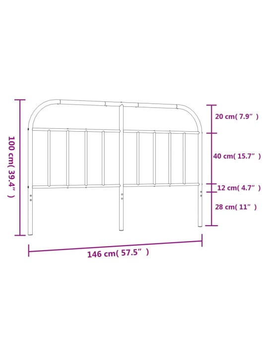 Metallist voodipeats, must, 140 cm