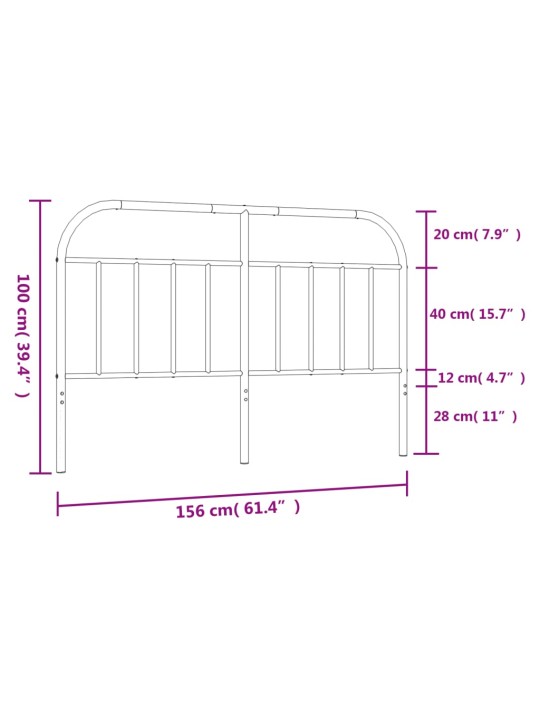 Metallist voodipeats, must, 150 cm