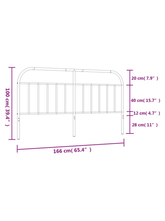 Metallist voodipeats, must, 160 cm