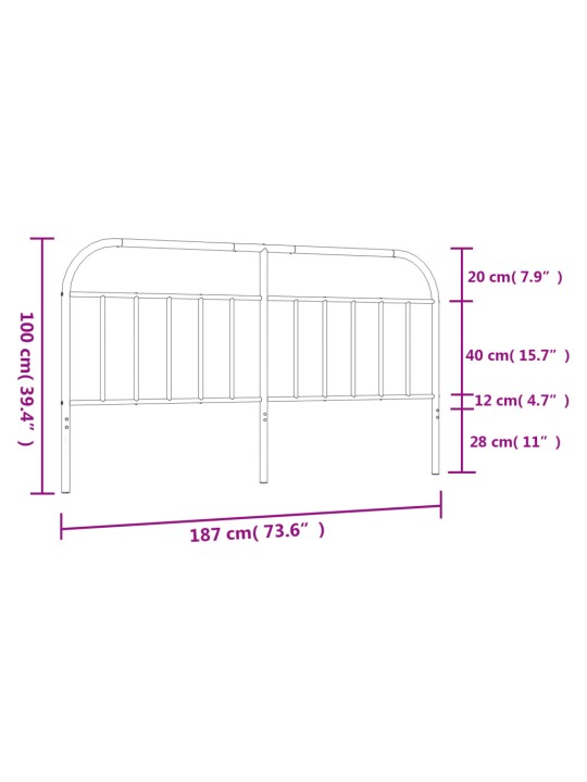 Metallist voodipeats, must, 180 cm