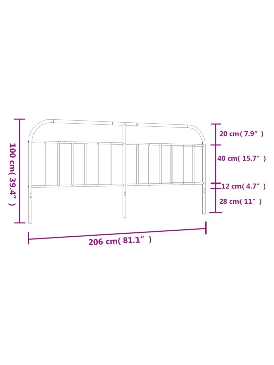 Metallist voodipeats, must, 200 cm