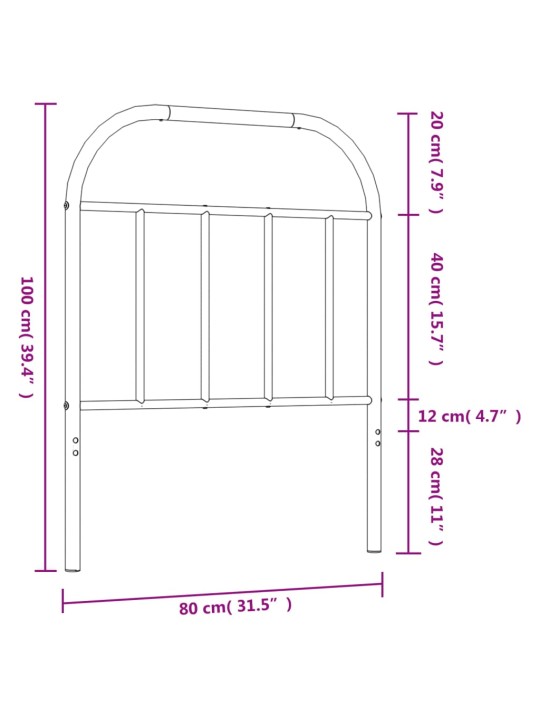 Metallist voodipeats, valge, 75 cm