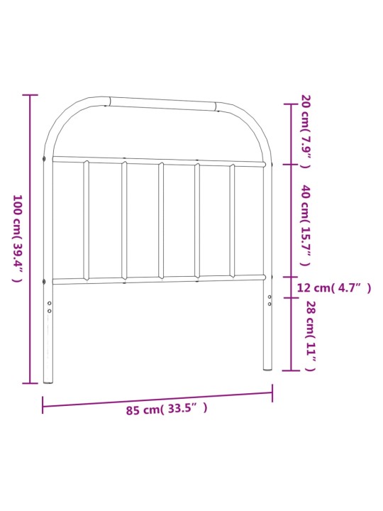 Metallist voodipeats, valge, 80 cm