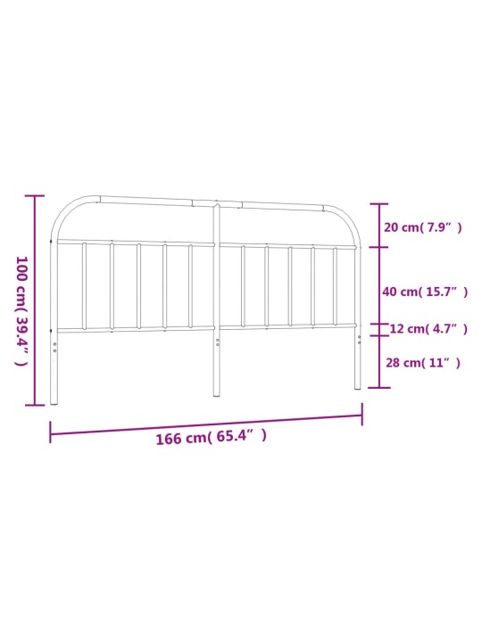 Metallist voodipeats, valge, 160 cm