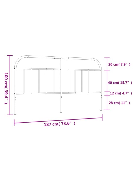 Metallist voodipeats, valge, 180 cm