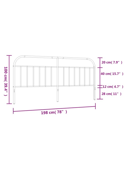 Metallist voodipeats, valge, 193 cm