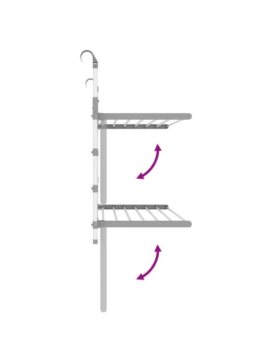 Pesukuivatusrest rõdule, 89x25x(60-95) cm, alumiinium