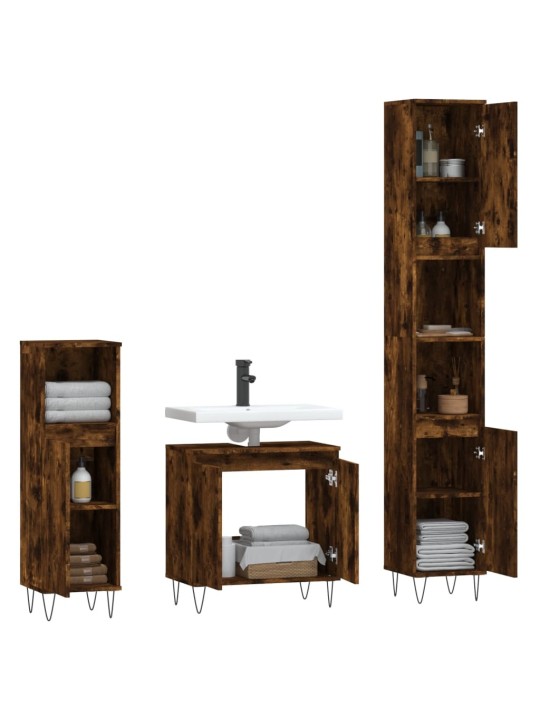 3-OSALINE VANNITOAKAPPIDE KOMPLEKT, SUITSUTATUD TAMM, TEHISPUIT