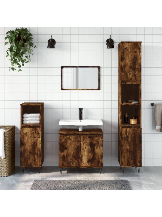 3-OSALINE VANNITOAKAPPIDE KOMPLEKT, SUITSUTATUD TAMM, TEHISPUIT
