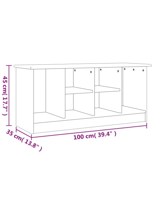 Jalatsipink "alta", valge 100 x 35 x 45 cm, männipuit