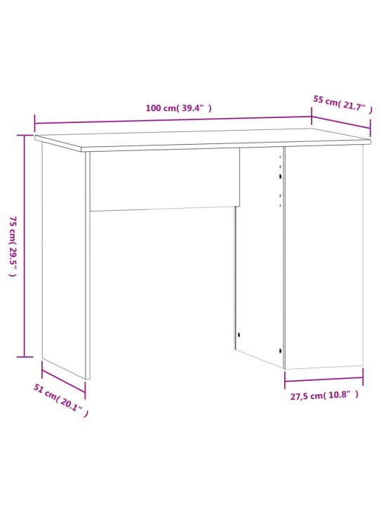 Kirjutuslaud, hall sonoma tamm, 100x55x75 cm, tehispuit