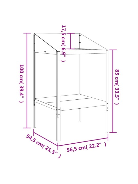 Taimealus, antratsiithall, 56,5x54,5x100 cm, tsingitud teras