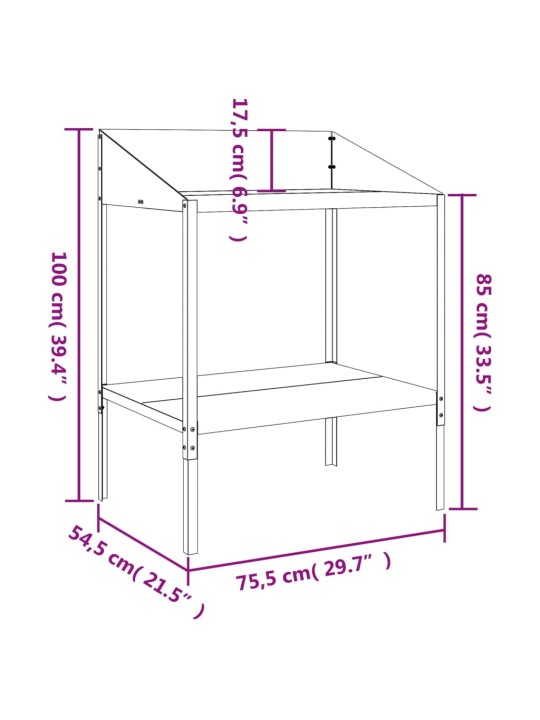 Taimealus, antratsiithall, 75,5x54,5x100 cm, tsingitud teras