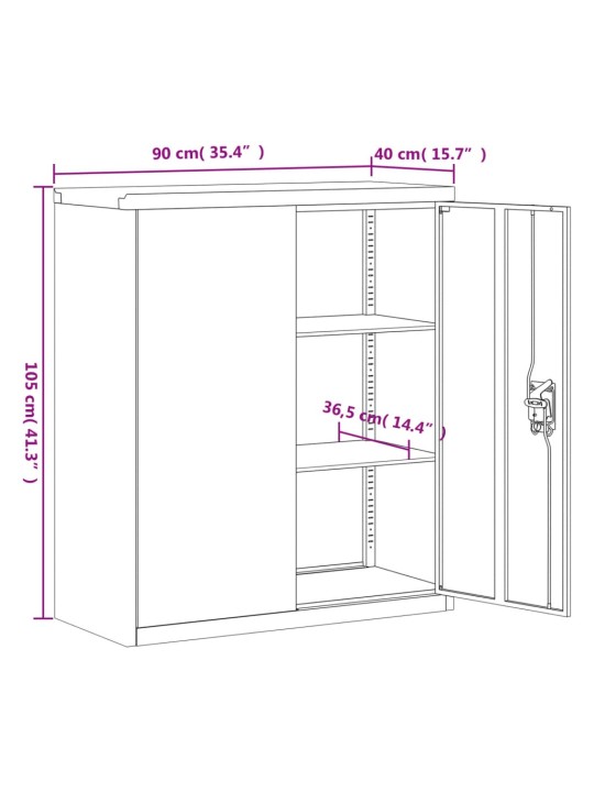 Dokumendikapp, valge, 90 x 40 x 105 cm, teras