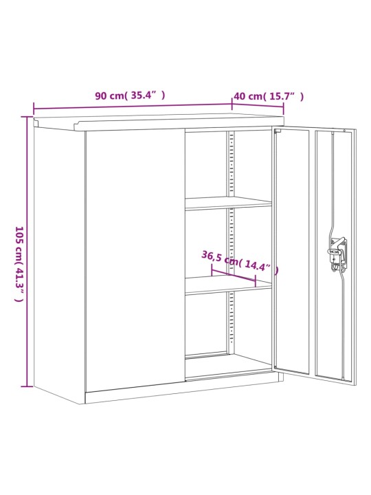 Dokumendikapp, helehall, 90 x 40 x 105 cm, teras