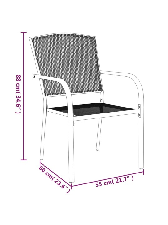 3-osaline aia söögimööbli komplekt, antratsiithall, teras