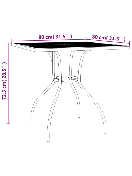 3-osaline aia söögimööbli komplekt, antratsiithall, teras