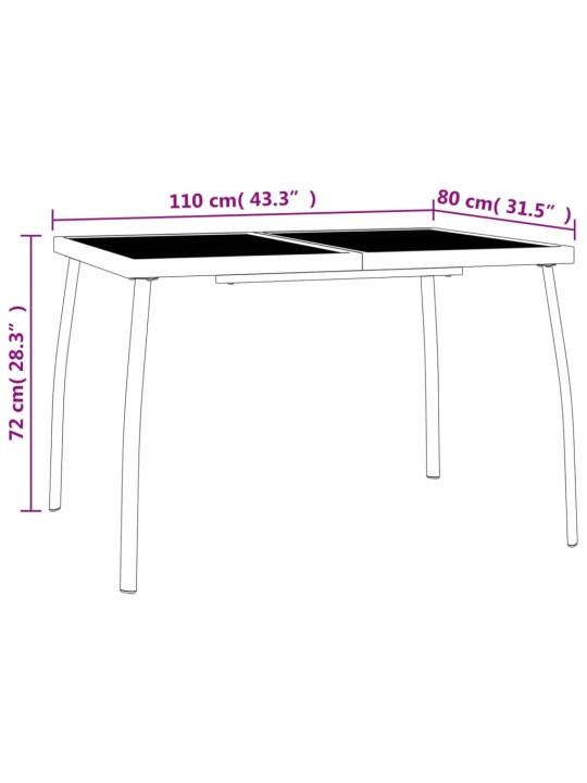 3-osaline aia söögimööbli komplekt, antratsiithall, teras