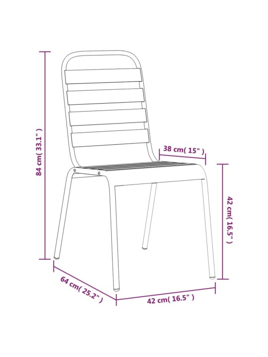 3-osaline aia söögimööbli komplekt, antratsiithall, teras