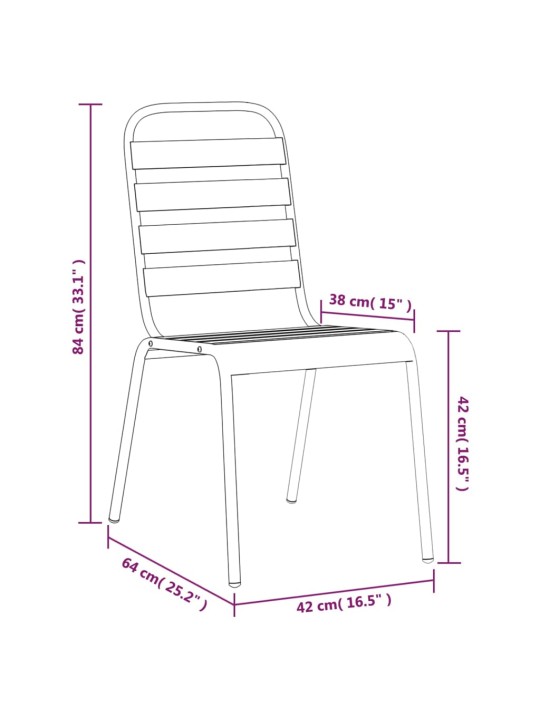 3-osaline aia söögimööbli komplekt, antratsiithall, teras