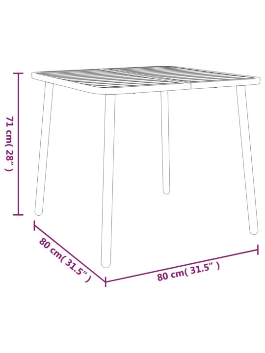 3-osaline aia söögimööbli komplekt, antratsiithall, teras