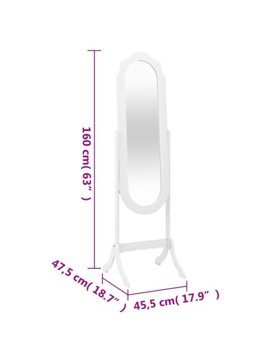 Eraldiseisev peegel, valge, 45,5 x 47,5 x 160 cm, tehispuit