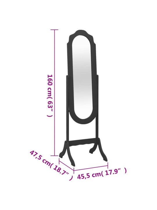 Eraldiseisev peegel, must, 45,5 x 47,5 x 160 cm, tehispuit