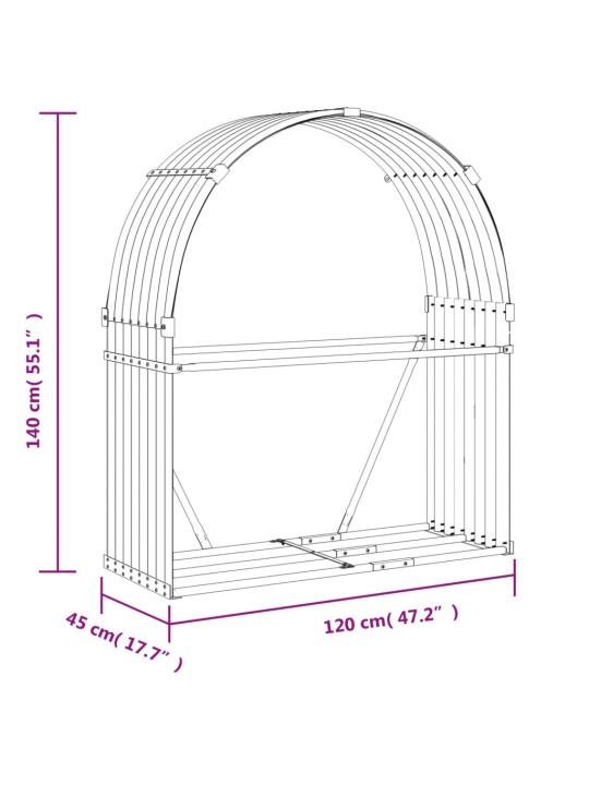 Küttepuude alus, antratsiithall, 120x45x140 cm, tsingitud teras