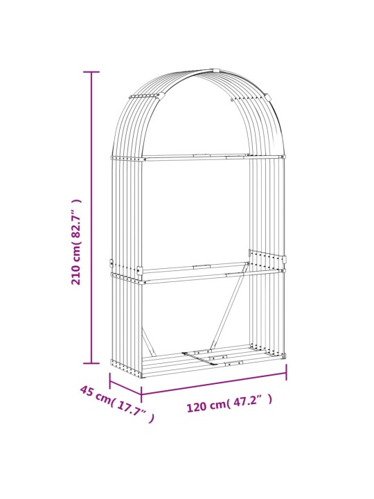 Küttepuude alus, antratsiithall, 120x45x210 cm, tsingitud teras