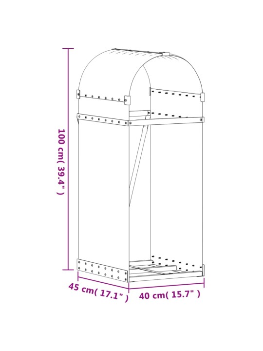 Küttepuude alus, pruun, 40x45x100 cm, tsingitud teras