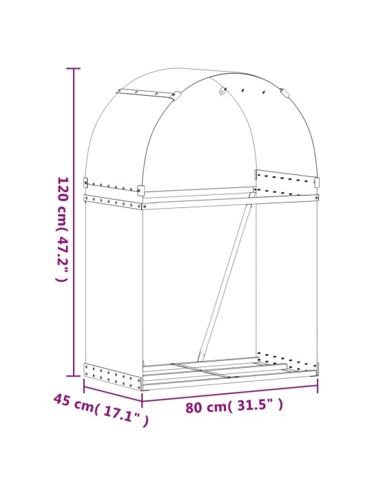 Küttepuude alus, pruun, 80 x 45 x 120 cm, tsingitud teras