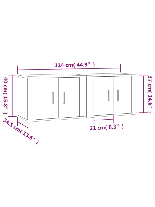 Seina telerikapid, 2 tk, hall sonoma, 57 x 34,5 x 40 cm