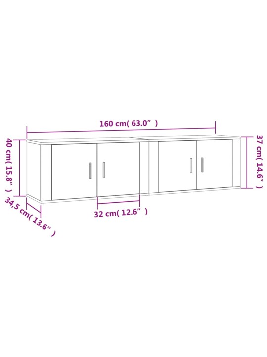 Seina telerikapid 2 tk, betoonhall, 80x34,5x40 cm