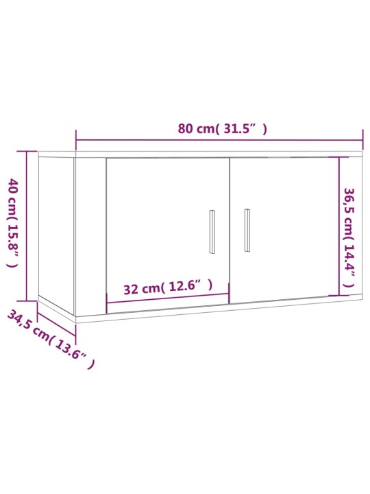 Seina telerikapid 3 tk, suitsutatud tamm, 80x34,5x40 cm