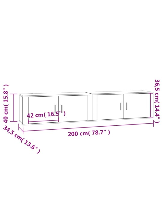 Seina telerikapid 2 tk, betoonhall, 100x34,5x40 cm