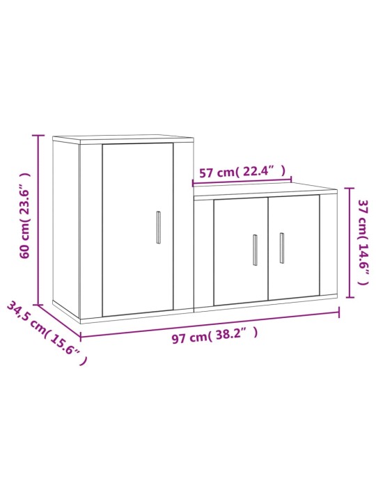 2-osaline telerikappide komplekt, valge, tehispuit