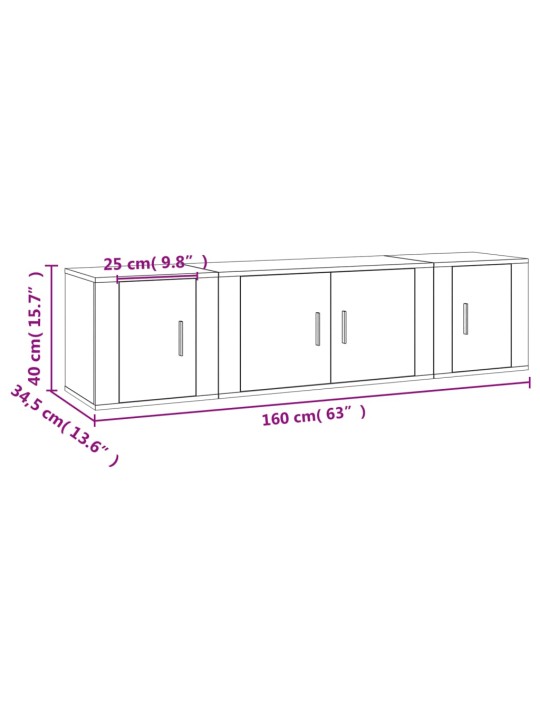 3-osaline telerikappide komplekt, must, tehispuit