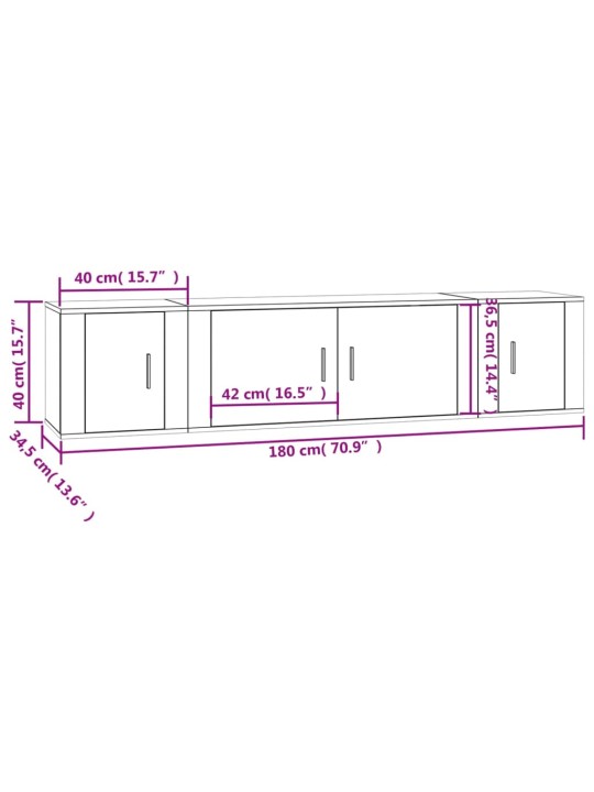 3-osaline telerikappide komplekt, betoonhall, tehispuit