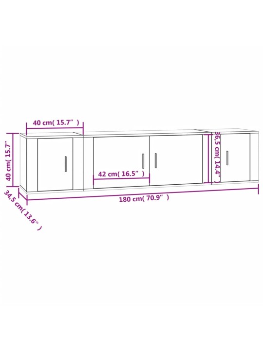 3-osaline telerikappide komplekt, hall sonoma tamm, tehispuit