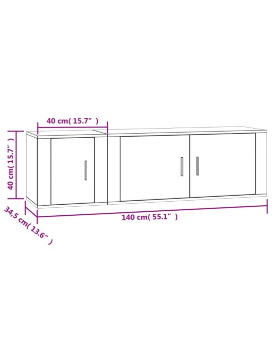 2-osaline telerikappide komplekt, hall sonoma tamm, tehispuit