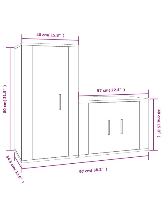 2-osaline telerikappide komplekt, betoonhall, tehispuit