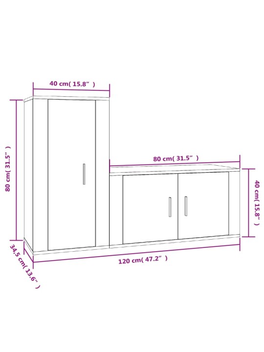 2-osaline telerikappide komplekt, betoonhall, tehispuit