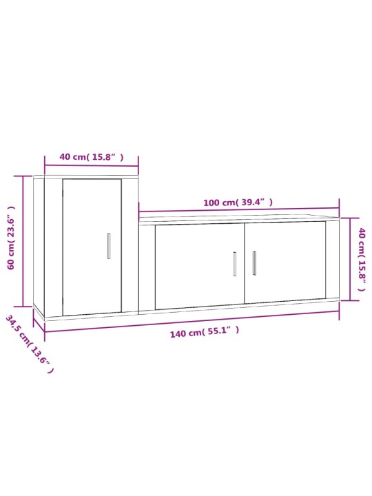 2-osaline telerikappide komplekt, betoonhall, tehispuit