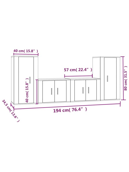 4-osaline telerikappide komplekt, must, tehispuit