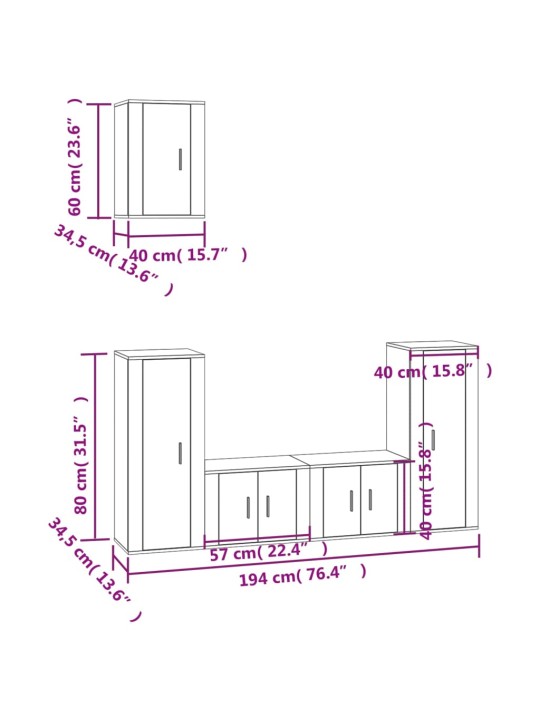 5-osaline telerikappide komplekt, must, tehispuit