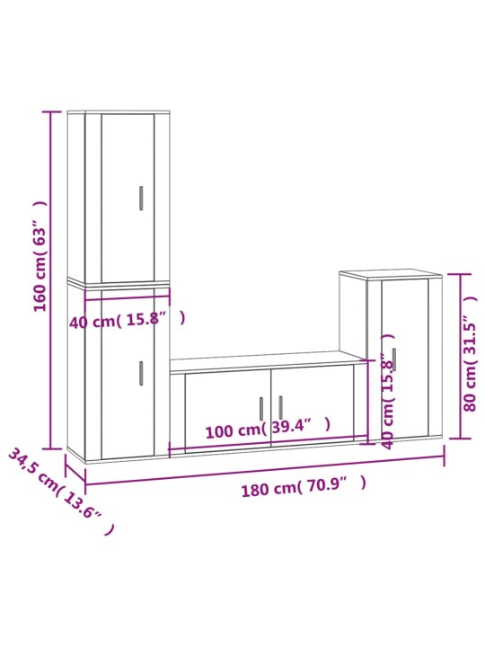 4-osaline telerikappide komplekt, betoonhall, tehispuit